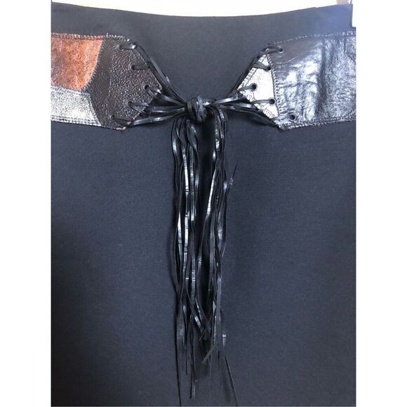 Alberto Makali Black Skirt Size 10 – Metallic Leather Patchwork Waist - Picture 5 of 12